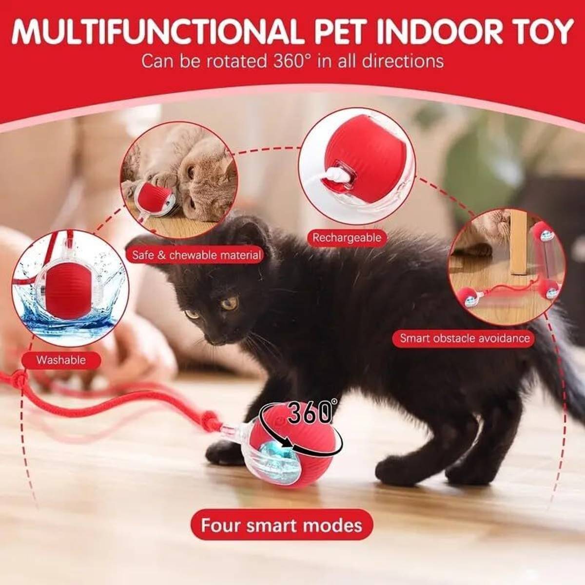 Elexa Interactive Rolling Ball Cat Toy | Relieves Boredom & Promotes Exercise Silicone, Plastic Ball For Dog & Cat — photo 4