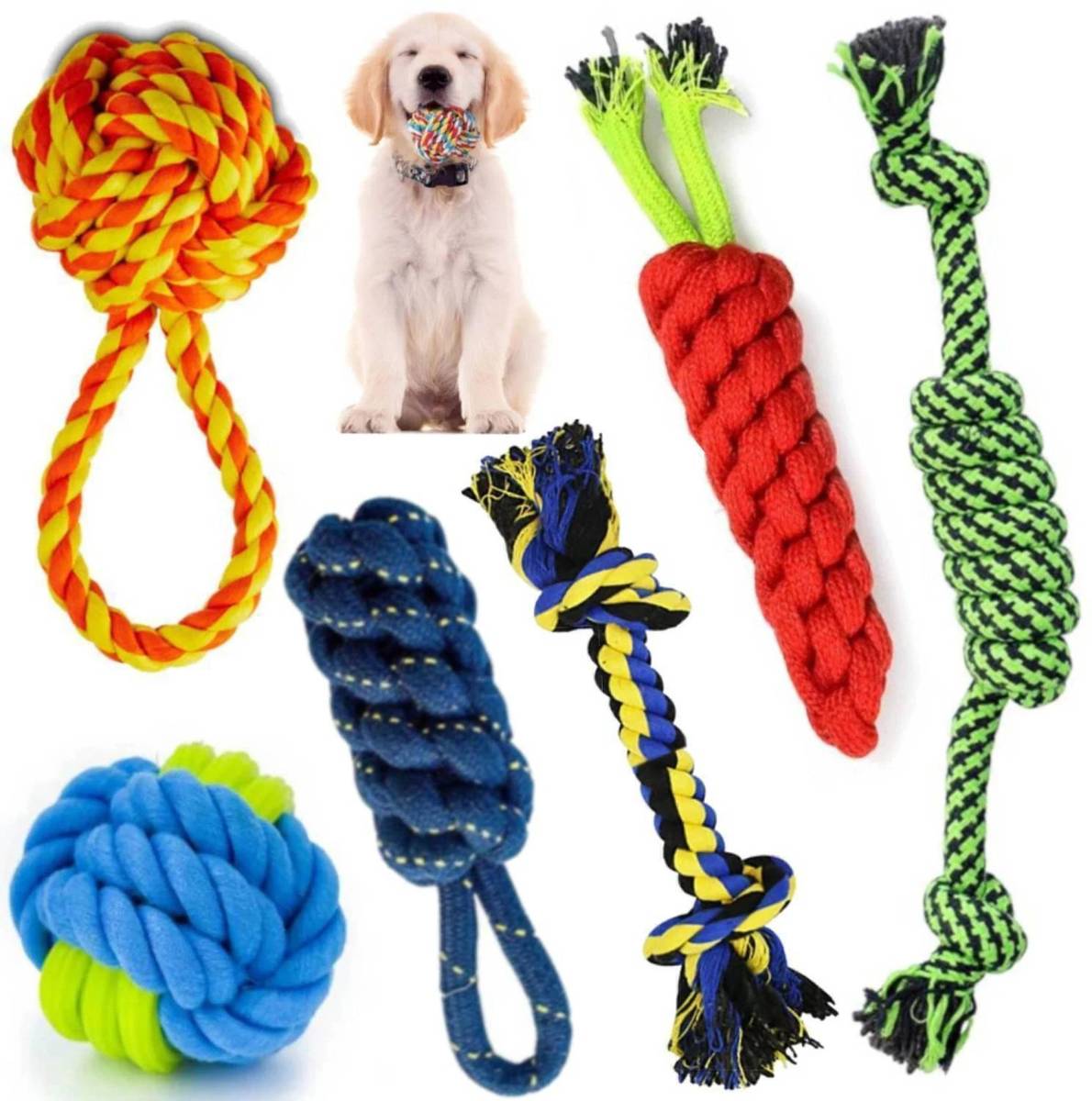 PETZLUV YOUHAVEDEAL Toys for Puppies & Medium Dogs Toys | Color May Vary | Rope Ball Toy Cotton Ball, Tug Toy, Fetch Toy, Training Aid, Chew Toy For Dog & Cat