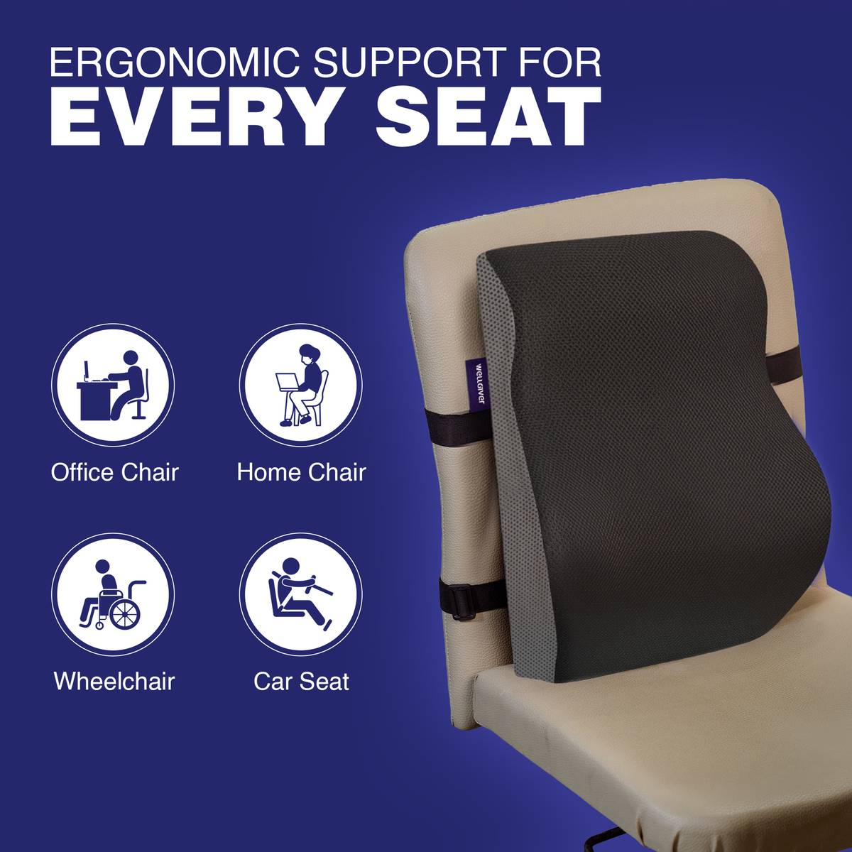 WELLGIVER Memory Foam Chair Pad Pack of 1 Solid Back Support Cushion for Chair Orthopedic Lumbar Back Supoort — photo 3