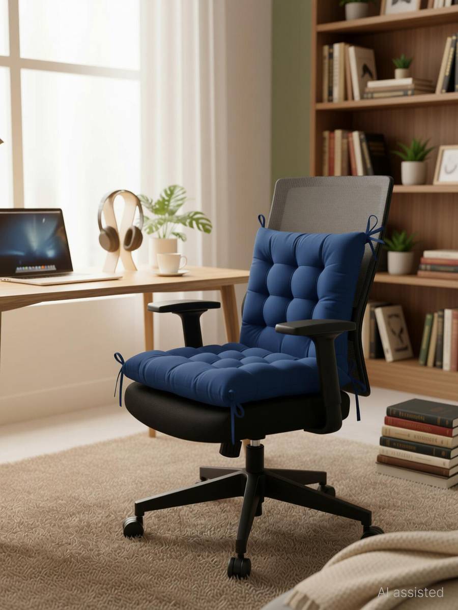 Microfibre Chair Pad Pack of 2 Solid Chair Cushion Soft Comfortable Seat Pad for Home Office