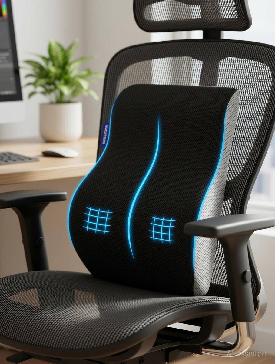 WELLGIVER Memory Foam Chair Pad Pack of 1 Solid Back Support Cushion for Chair Orthopedic Lumbar Back Supoort — photo 2