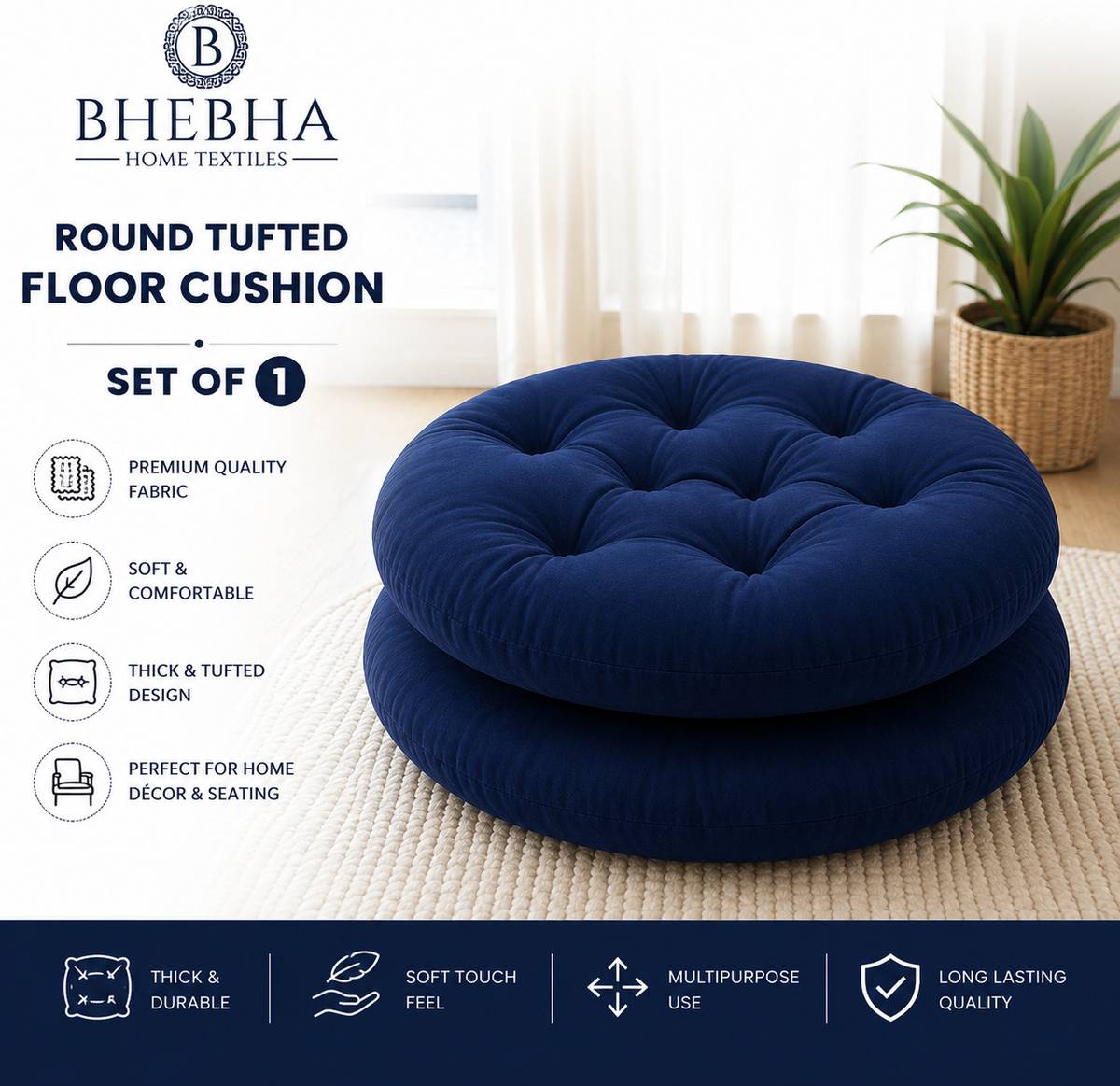 BHEBHA Microfibre Chair Pad Pack of 2 Solid — photo 2
