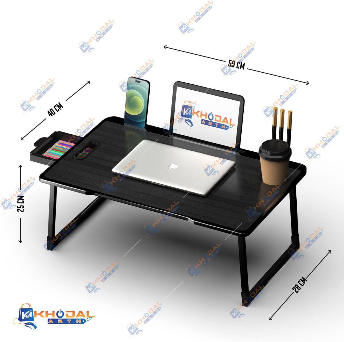 KHODAL ARTH Us Biding black color Laptop Table Wood Portable Laptop Table — photo 4