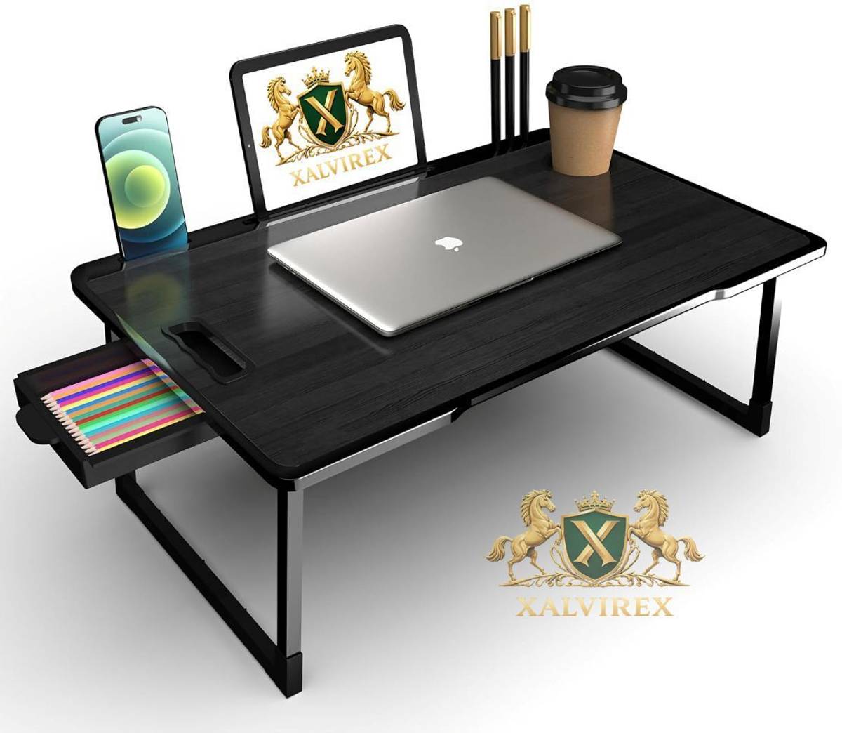 XALVIREX BLACK COTTED Wood Portable Laptop Table