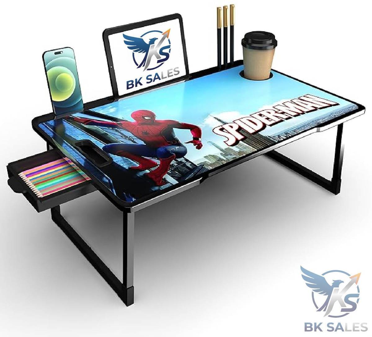 BK SALES spiderman cotted Wood Portable Laptop Table