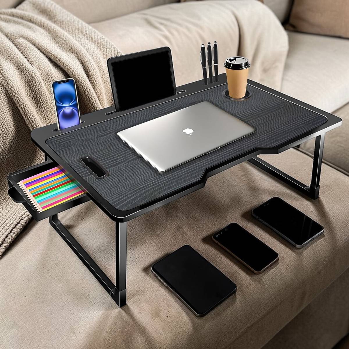 folding Study table Wooden Plastic Portable Laptop Table — photo 4