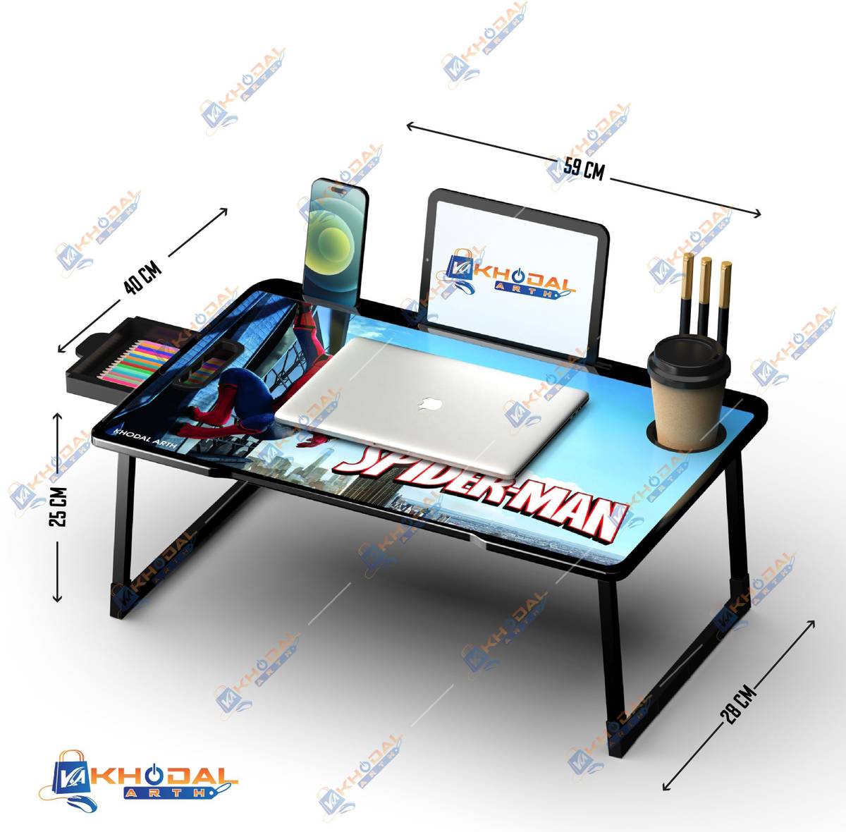 KHODAL ARTH Laptop Table for Bed Foldable Wooden Smart Study Table with Drawer Wood Portable Laptop Table — photo 2