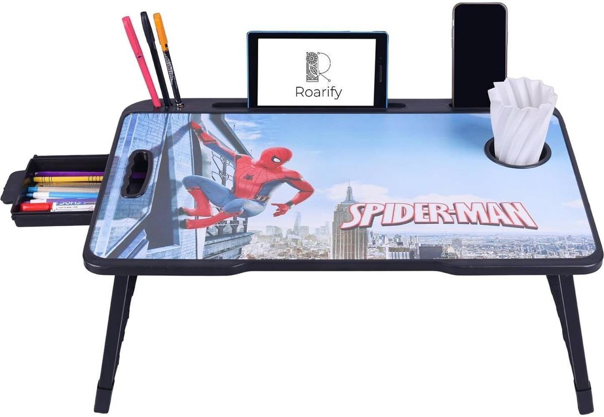 Premium Wooden Portable Study Table & Laptop Desk for Kids & Adults (Spiderman) Wood Portable Laptop Table