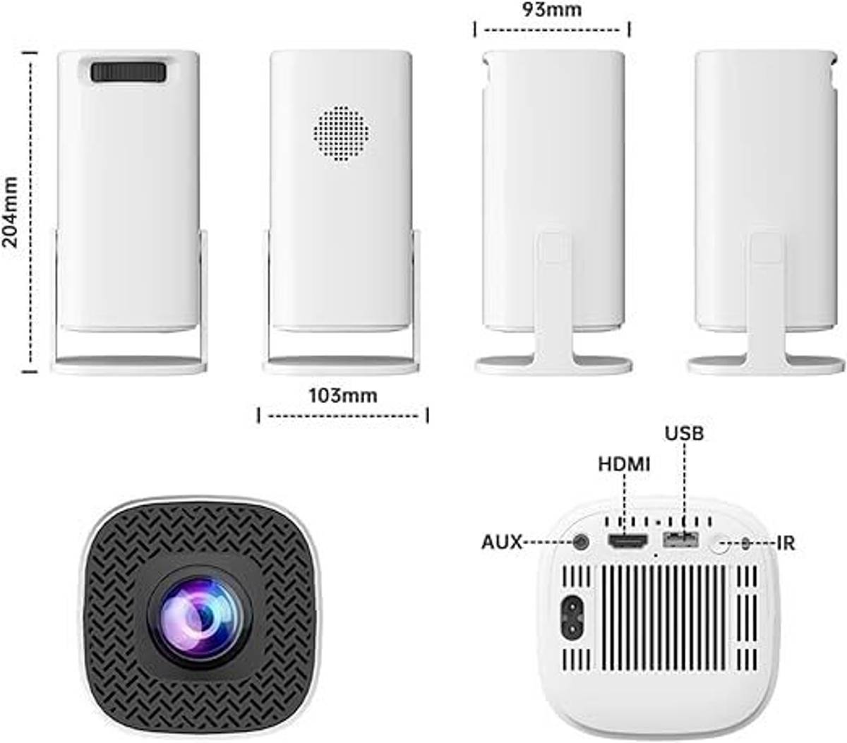 Portable Smart Projector with 1080P Video Support (6000 lm / 1 Speaker / Wireless / Remote Controller) Portable Projector — photo 4
