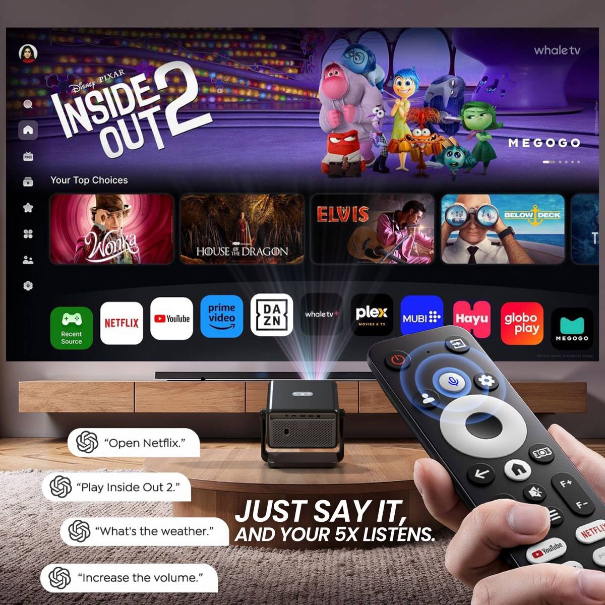 Duster 5X PRO Automatic Projector|Sealed Engine|500 ISO|Android 13 (12000 lm / 1 Speaker / Wireless / Remote Controller) Portable |100% Dust Proof Sealed Engine | Certified Netflix, 4K Support Certified Whale OS on Android| Fully Auto Projector — photo 4