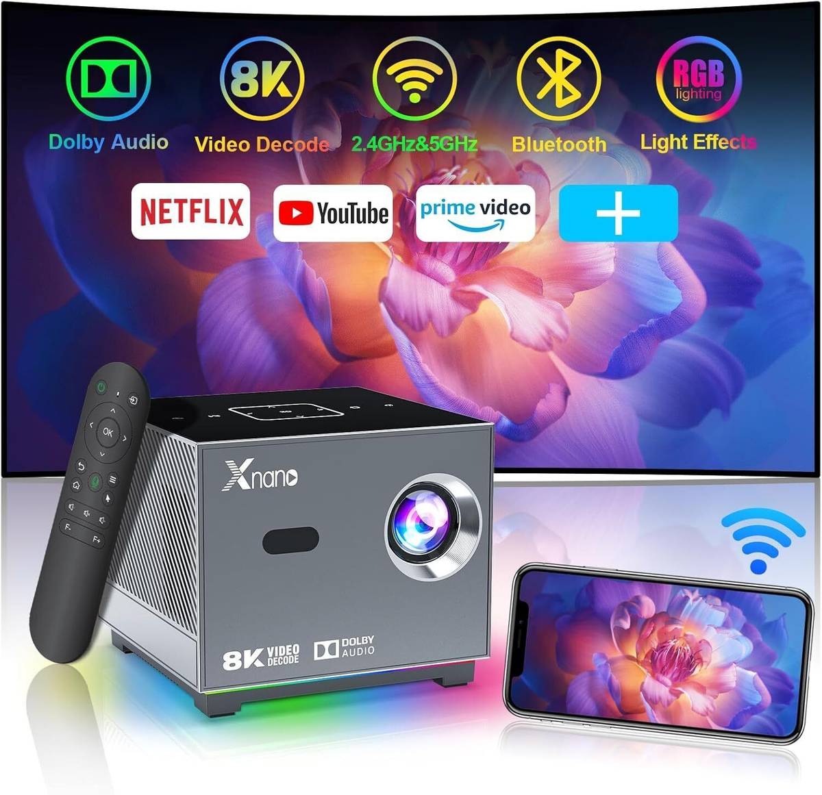 T972 Mini 5G WIFI LED 8K Video HD 720P Home Video Projectors (8000 lm) Portable Projector — photo 5