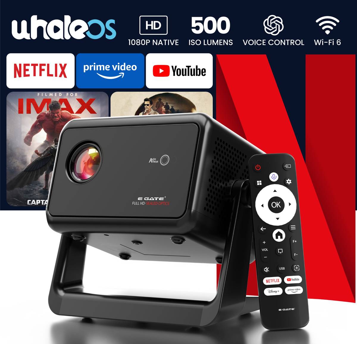 Duster 5X PRO Automatic Projector|Sealed Engine|500 ISO|Android 13 (12000 lm / 1 Speaker / Wireless / Remote Controller) Portable |100% Dust Proof Sealed Engine | Certified Netflix, 4K Support Certified Whale OS on Android| Fully Auto Projector — photo 2