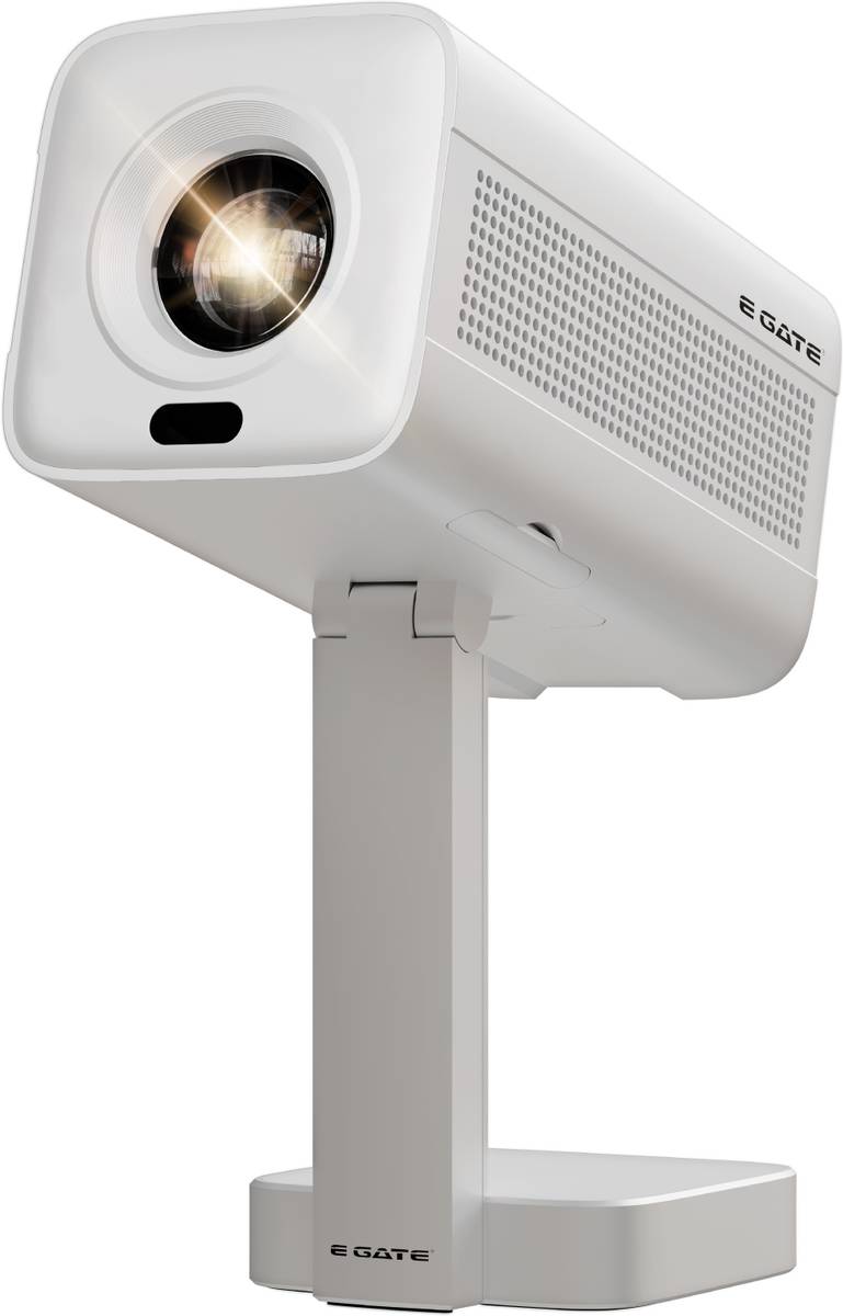 Egate Atom 4X Automatic Android Projector|Native 1080p| Auto Keystone|400 ISO|Live TV (10000 lm / 1 Speaker / Wireless / Remote Controller) ,with Netflix, Prime, Hotstar, USB-HDMI ARC+CEC, HDR+HLG, WiFi 6-BT, Screen Mirroring Projector