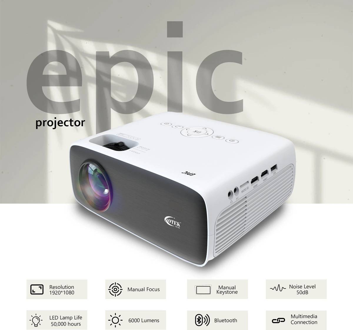 OTEK OT-WEPIC Non-Smart, No WiFi Best Office & Classroom (6000 lm / 1 Speaker / Wireless / Remote Controller) Portable Projector — photo 3