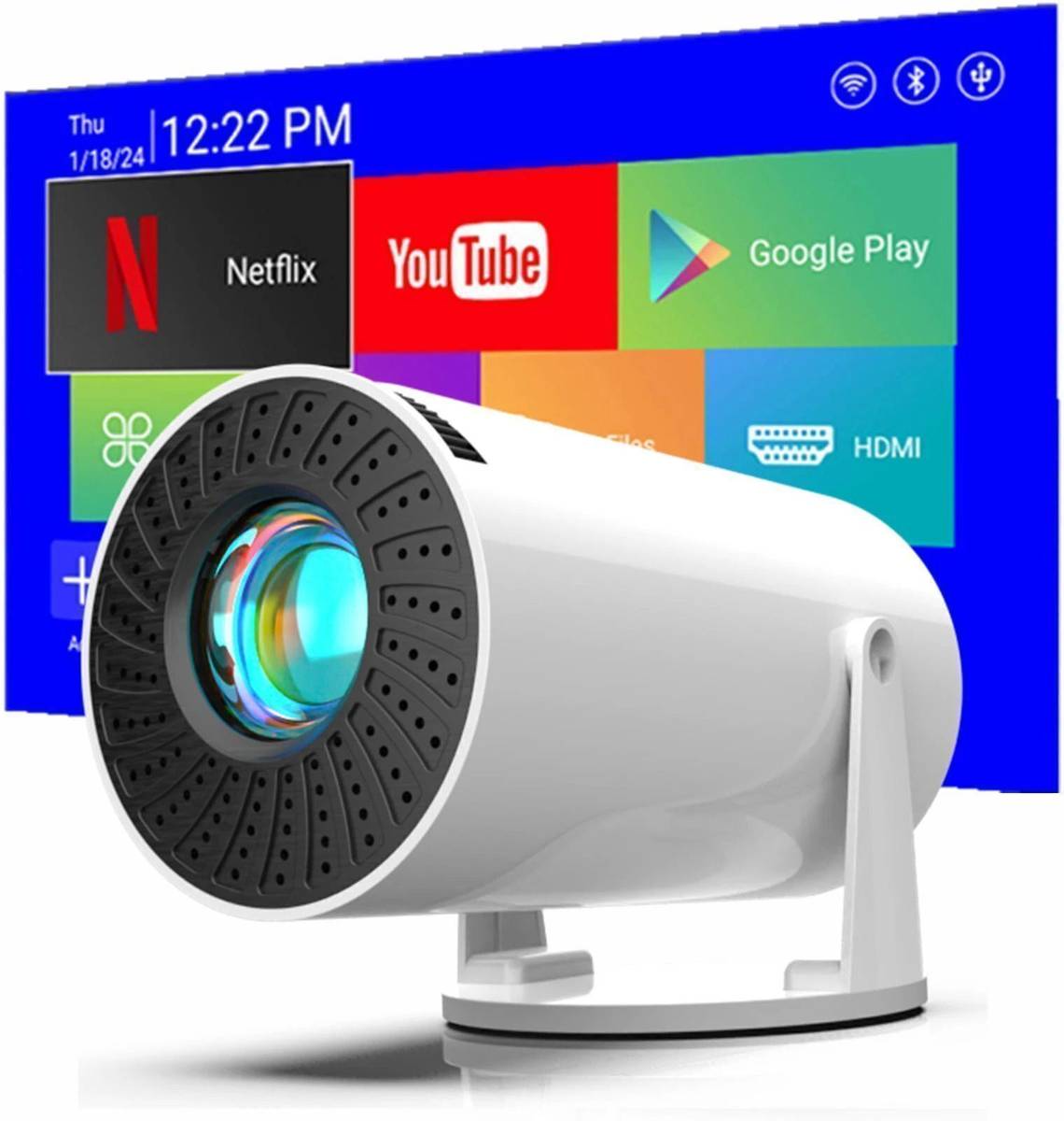 OneXsale Mini Video Projector 4K Home Theater Portable 130inch Screen Projection Display (1000 lm / 1 Speaker / Wireless / Remote Controller) Portable Projector