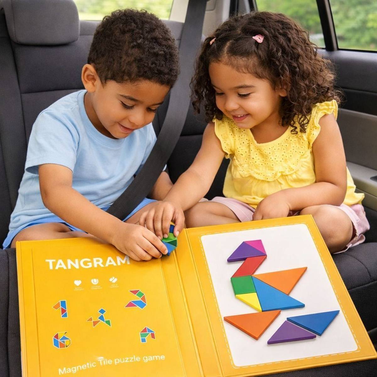 Qutoo Box Tangram Magnetic Puzzle for Kids, Educational Travel Toy for 5+ Years Boy & Girl — photo 2