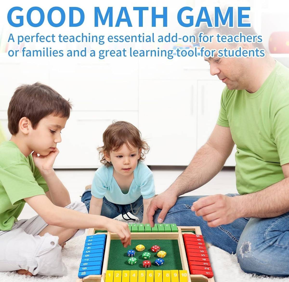 Little Mind Shut The Box Wooden Dice Game - 8 Dice, 2-4 Players Number strategy game — photo 5
