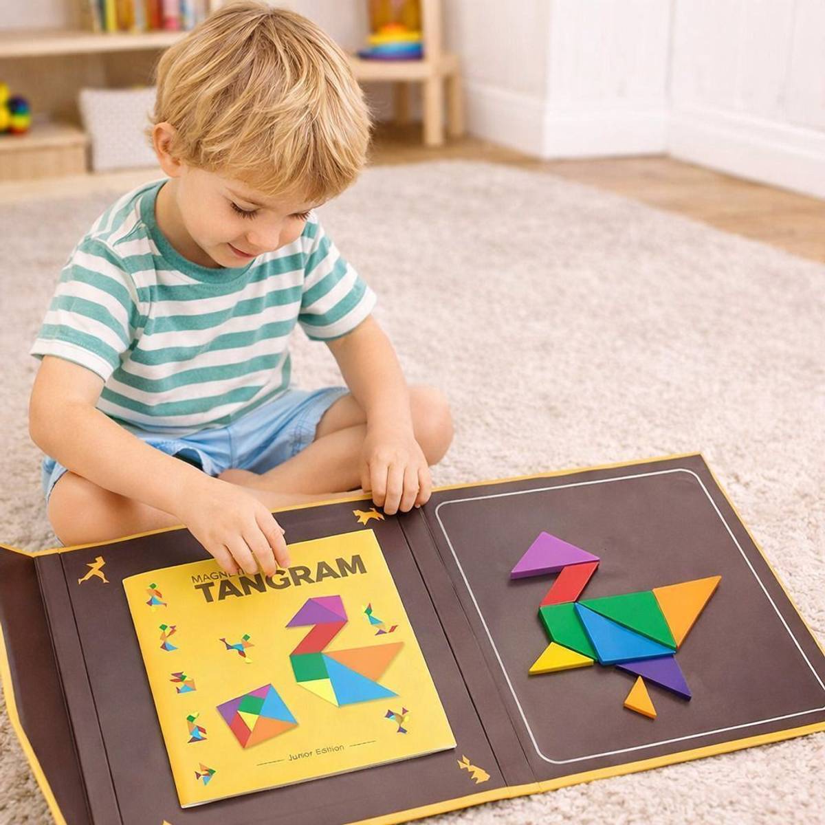 Qutoo Box Tangram Magnetic Puzzle for Kids, Educational Travel Toy for 5+ Years Boy & Girl — photo 3