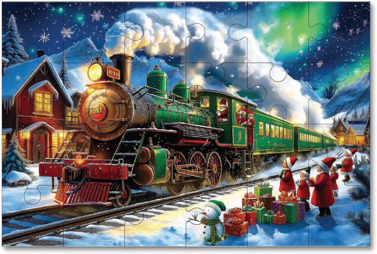 Khilonewale Christmas Express Wooden Jigsaw Puzzle for Kids | 8ร12 inch | Ages 3+