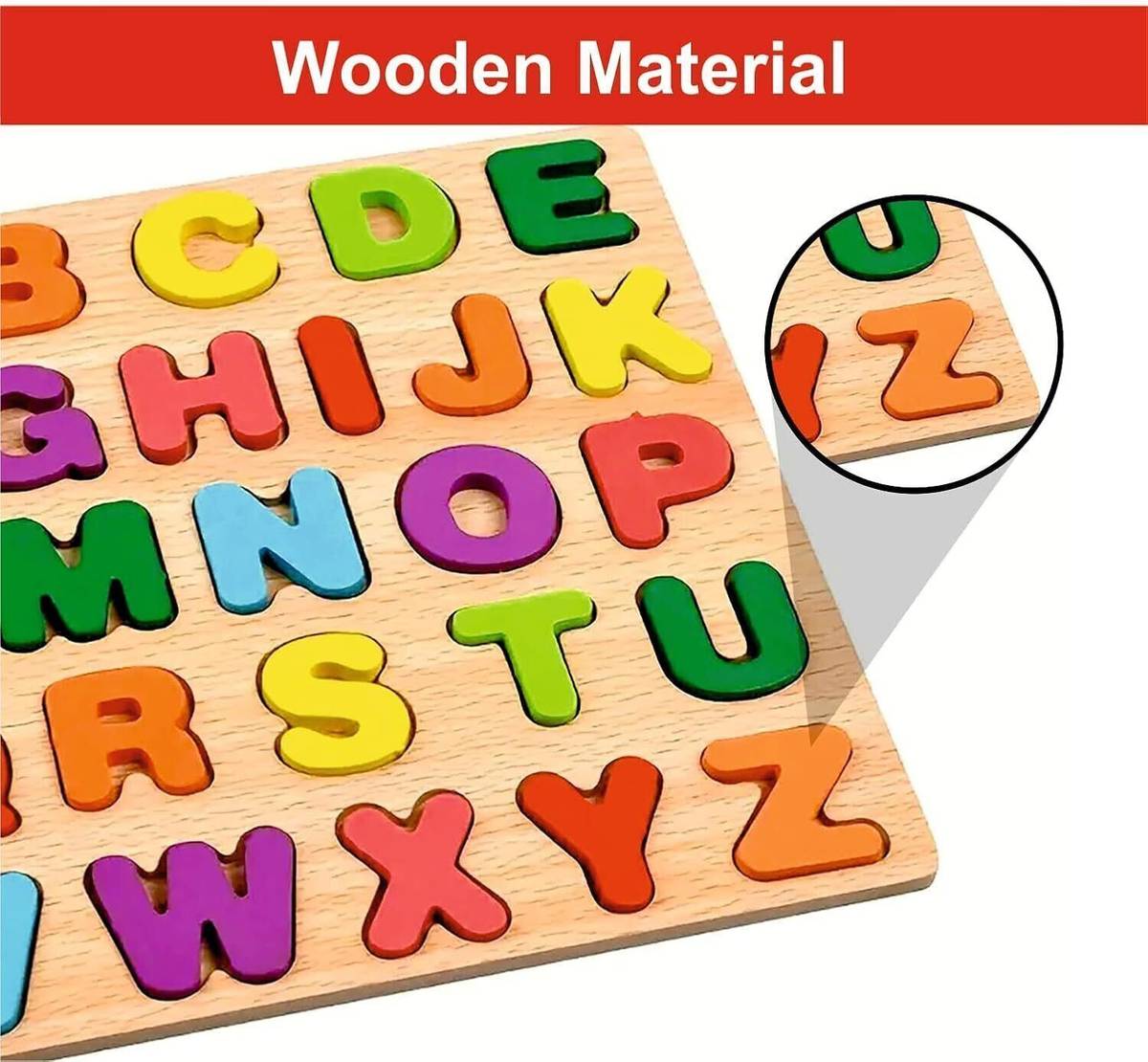 Vervita Kids Colorful Wooden Puzzle Set Featuring 3D Capital Alphabets, Numbers, Shapes — photo 5