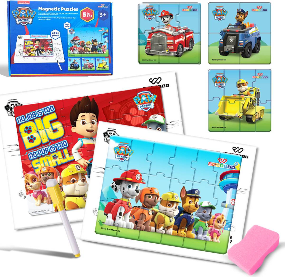 Wembley Paw Patrol Magnetic Puzzle Set for Kids 5-in-1 Educational DIY Activity Toy
