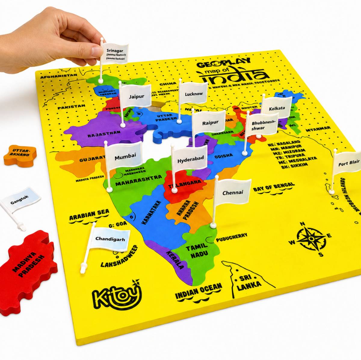 India Map Puzzle with Flags