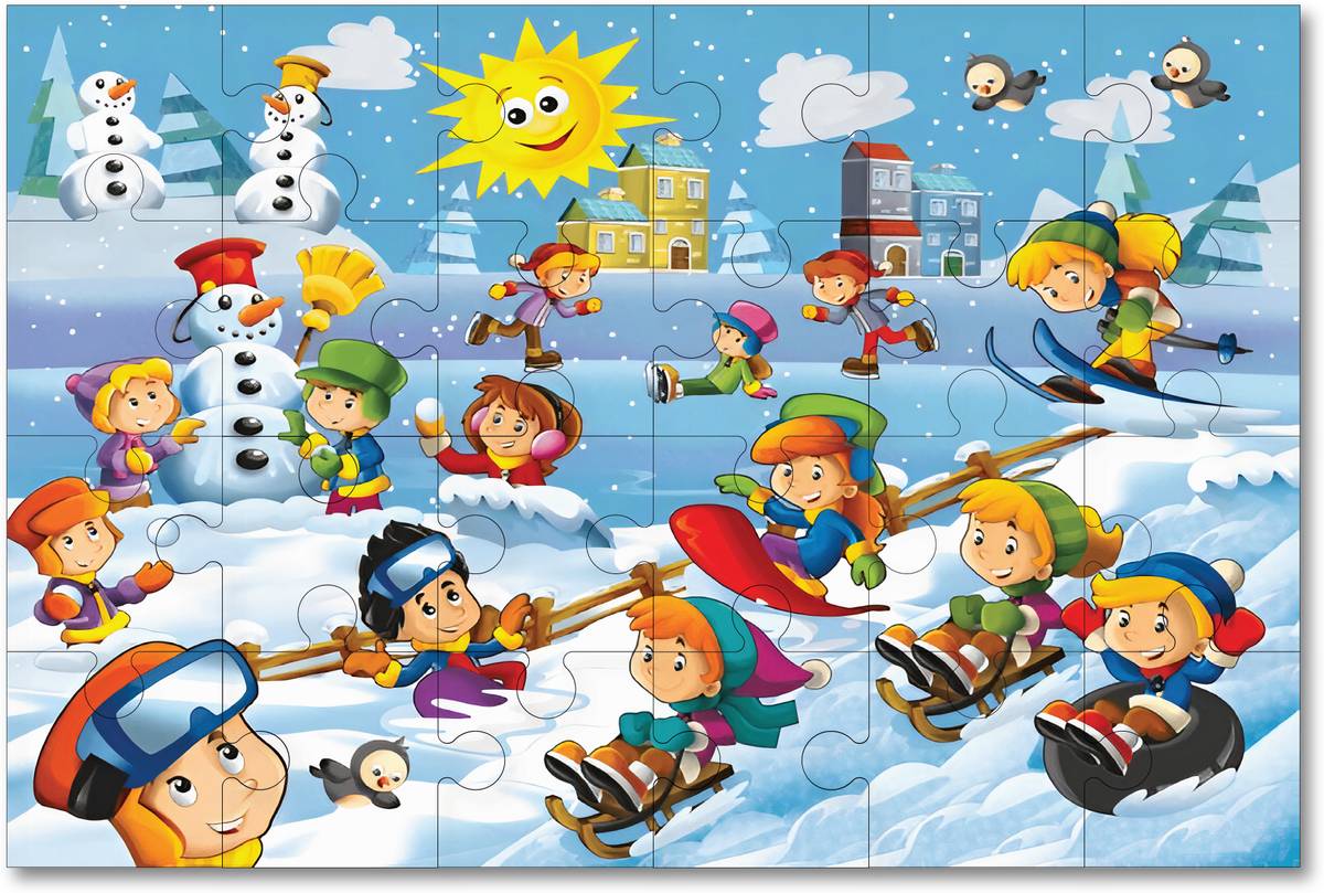 Khilonewale Wooden Jigsaw Puzzle Snow Day Fun for Kids | 8x12 Inch | Ages 3+