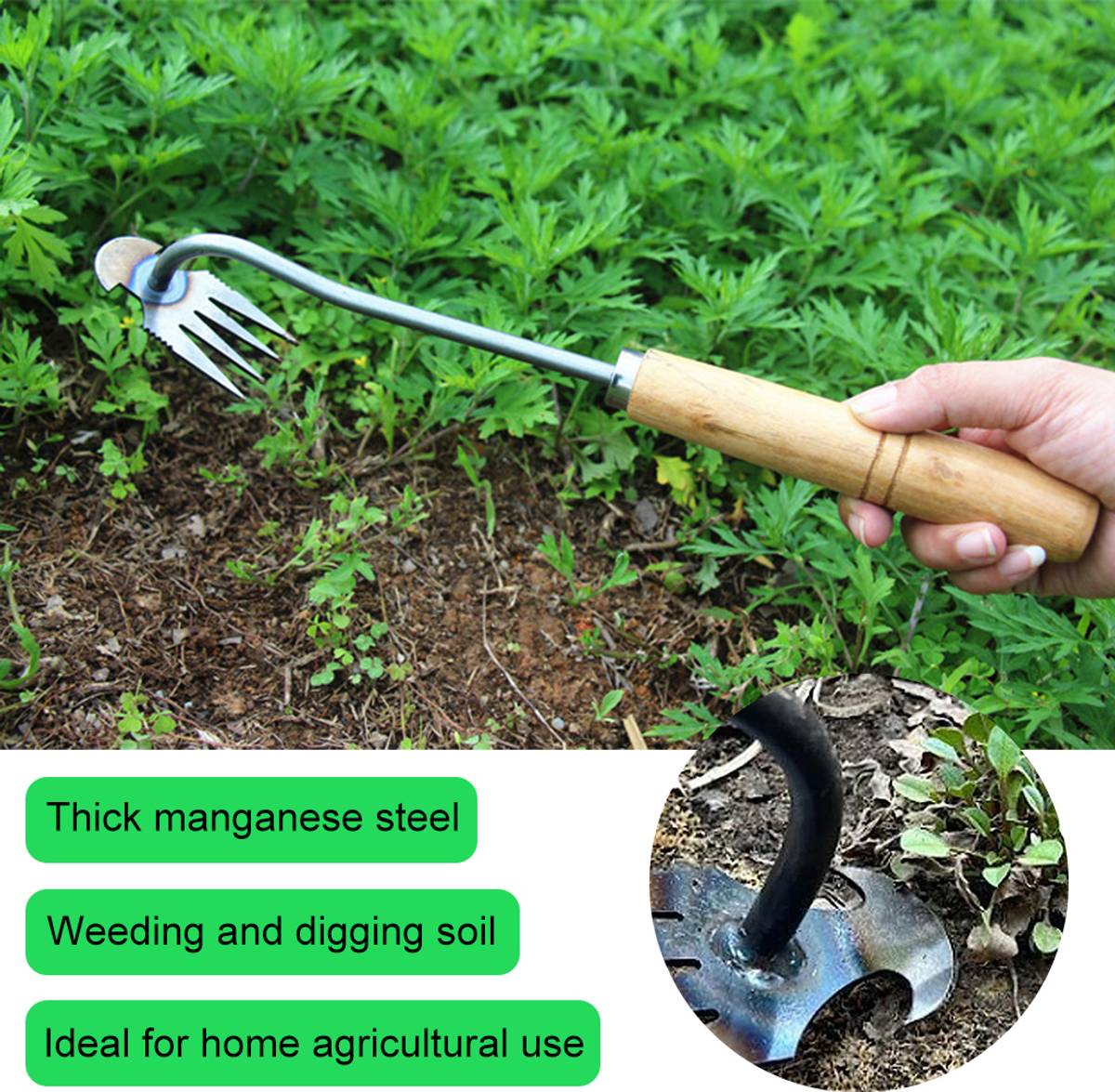 HASTHIP Weeder Hand Tool Four Claws Steel Lawn Gardening Garden Tool Kit — photo 4