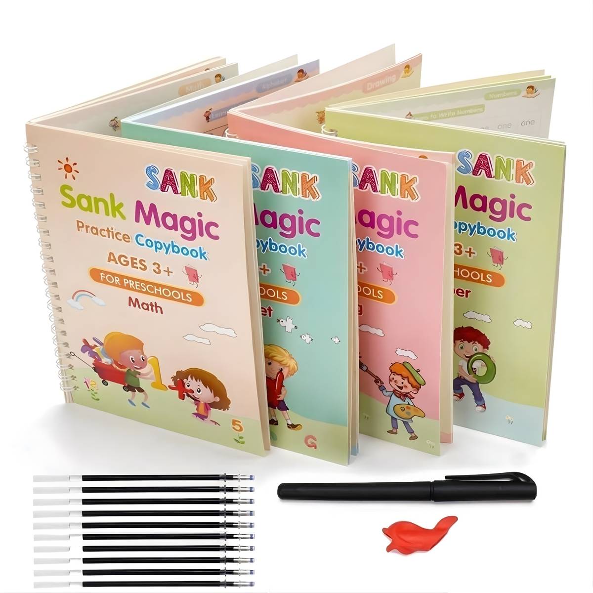 Kendora Magic Practice Copybook Set for Kids 3+ | 4 Books, Pen, Refills & Grip — photo 2