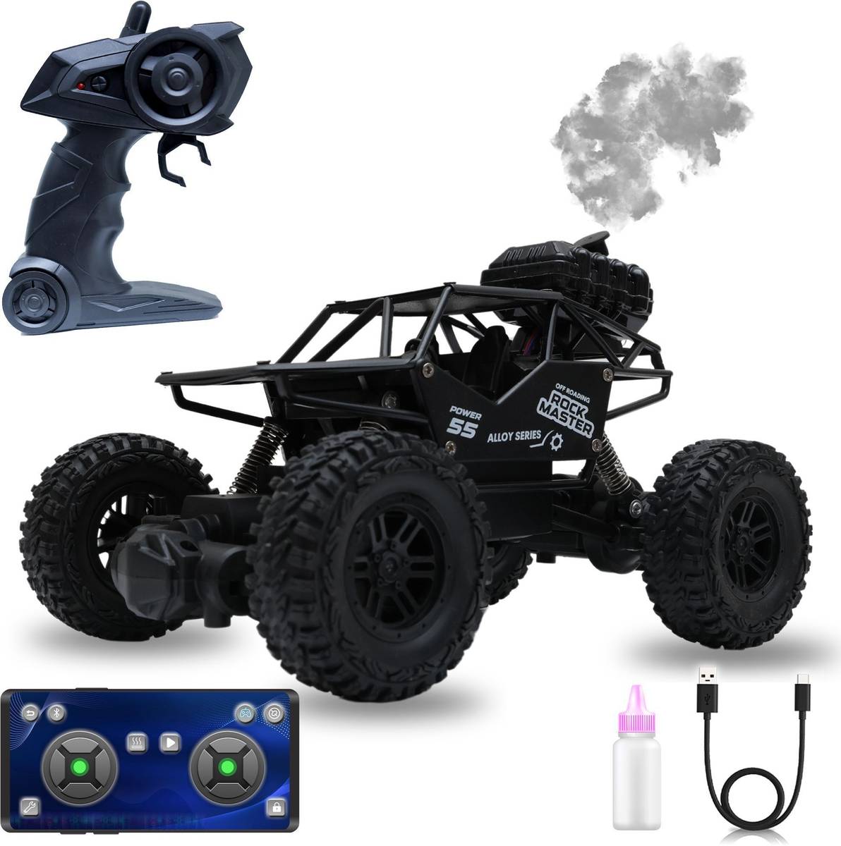 Rock Master RC Car | Type-C Smoke Function Remote Control Off-Road Crawler