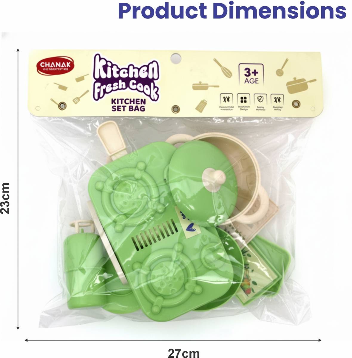 Aditi Toys Kitchen Fresh Cook Set Bag for Kids with Utensils & Gas Stove (Green) — photo 2