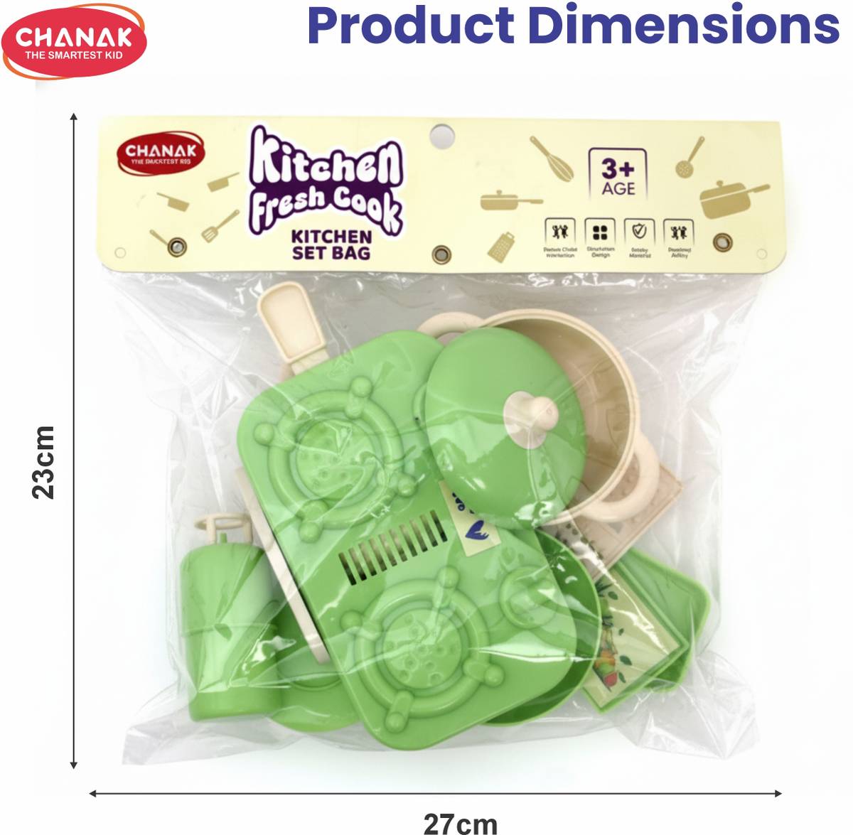 CHANAK Kitchen Fresh Pretend Play Cook Set for Kids with Stove & Utensils (Green) — photo 2