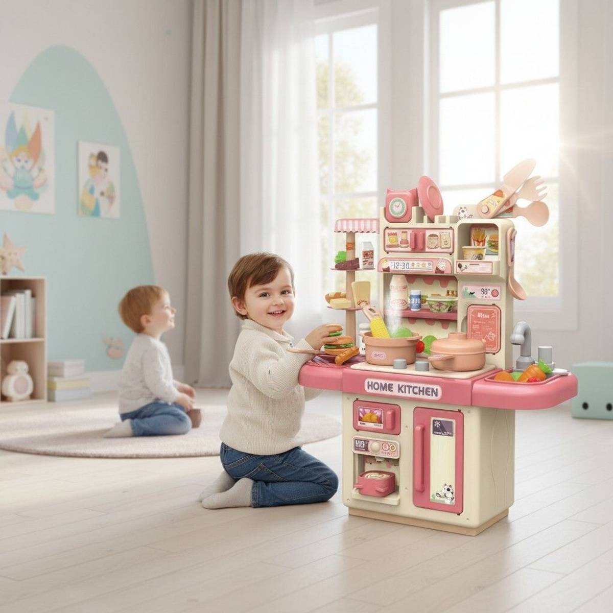 Kids Dream Home Kitchen Play Set with Running Water Sink, Cooking Stove — photo 4