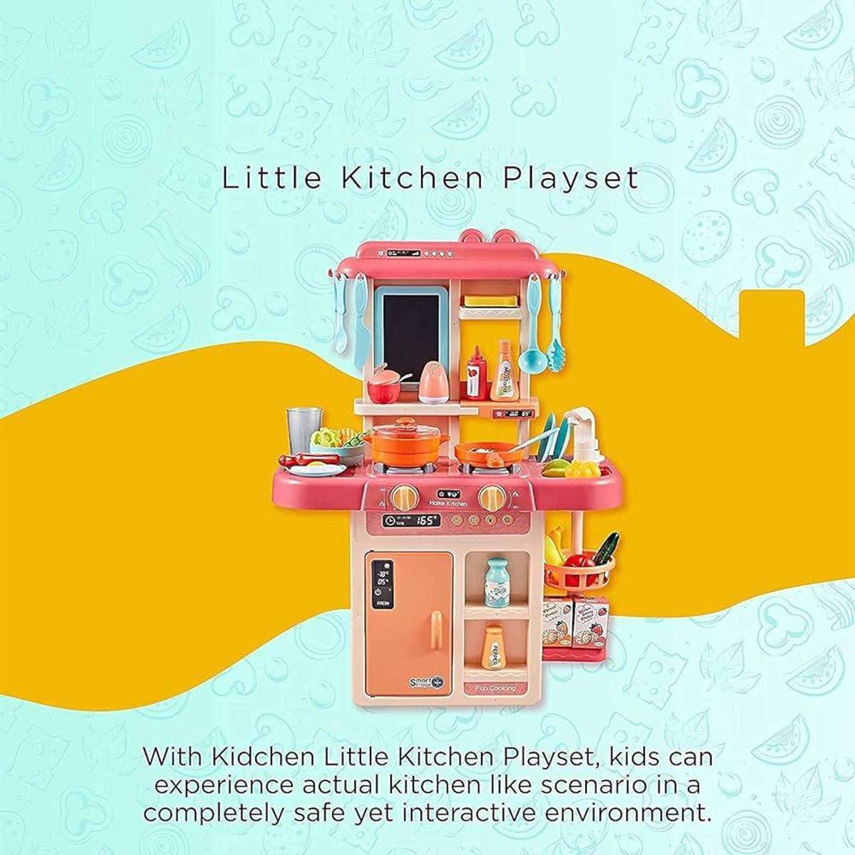 42-Piece Kids Kitchen Play Set with Real Water Tap, Smoky Effect, Music & Light — photo 3