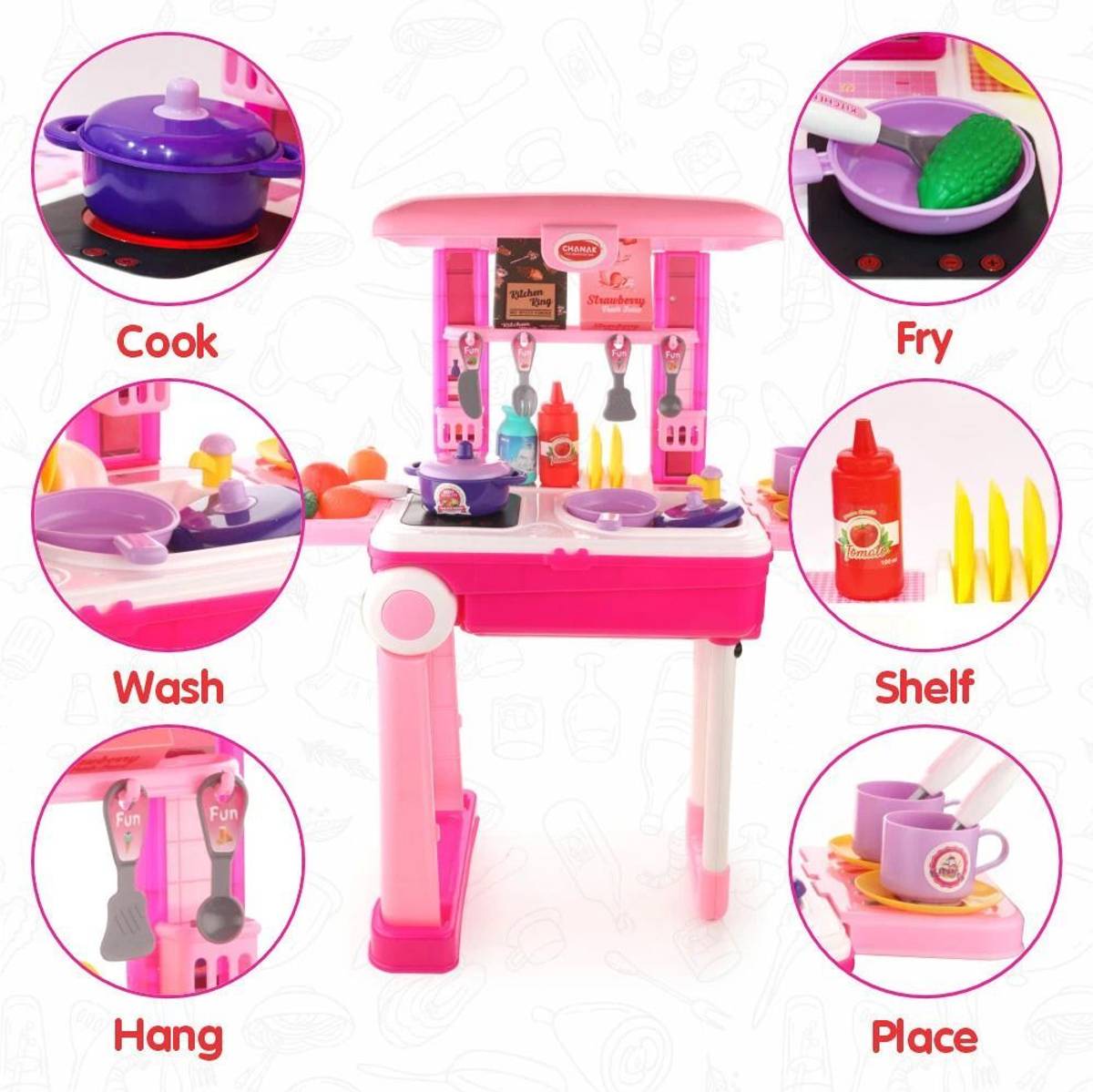 , Kitchen Suitcase Set On Wheels for Girls with 23 Pieces — photo 2