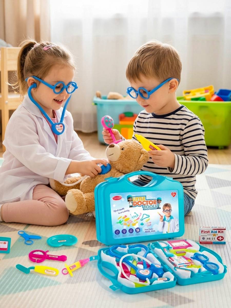 Pretend Play Doctor Set with Foldable Suitcase for Kids, Doctor Kit for Kids