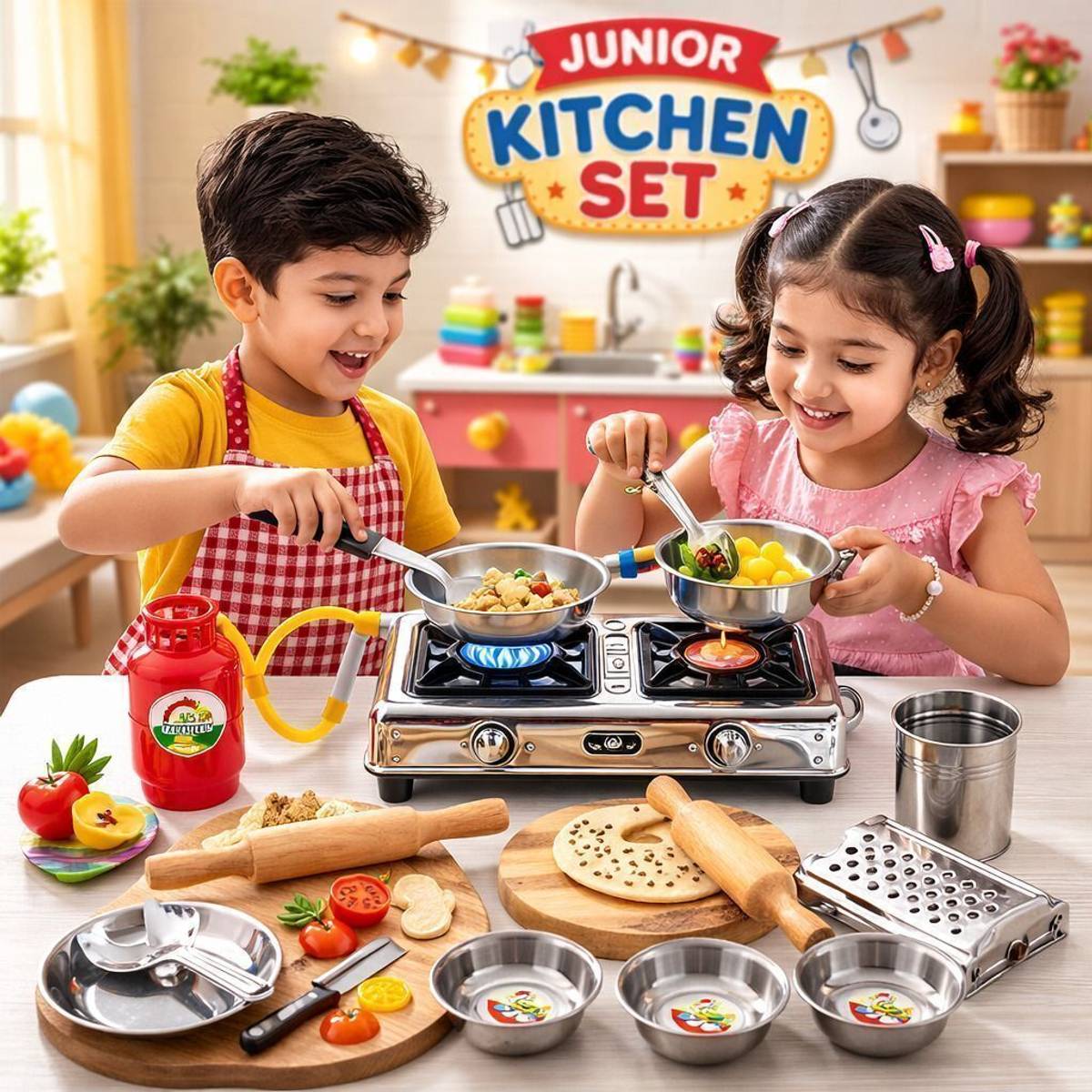 GearNexo Mini Kitchen Set for Kids Pretend Play Cooking Toy Set with Utensils — photo 2