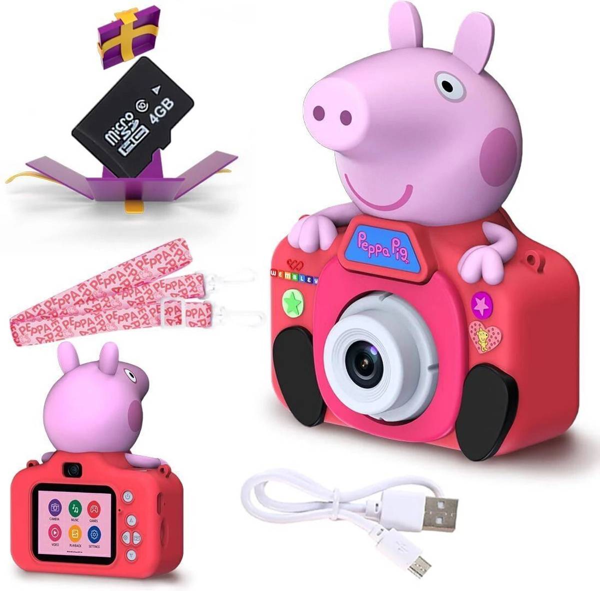 Wembley Peppa Pig Kids Digital Camera Mini Compact for Girls Boys 4 5 6 7 Selfie Camera