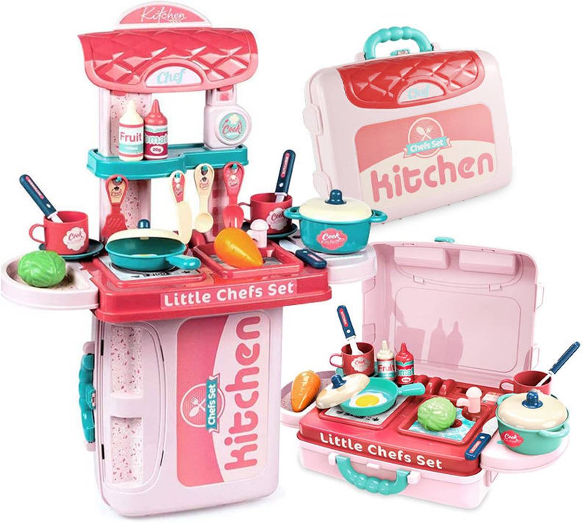 3-in-1 Little Chef Kitchen Play Set – Portable Suitcase Toy Kitchen for Kids
