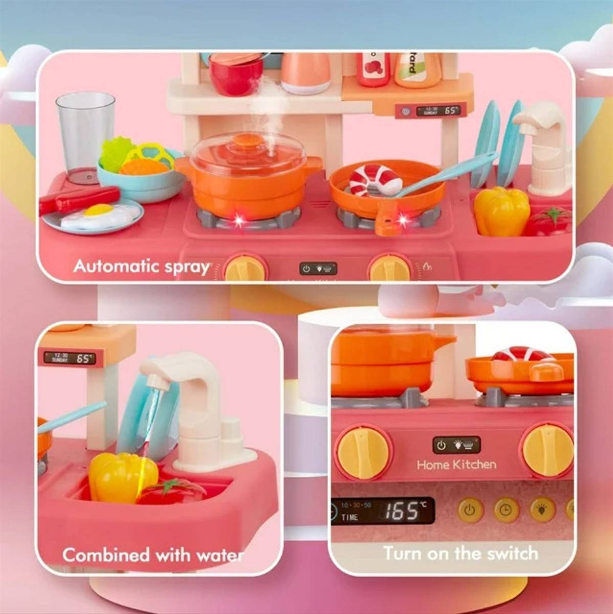 himanshu tex 42 pcs Kitchen Set for Kids Girl 42-Piece , Smoky, Music,Real Water Tap — photo 2