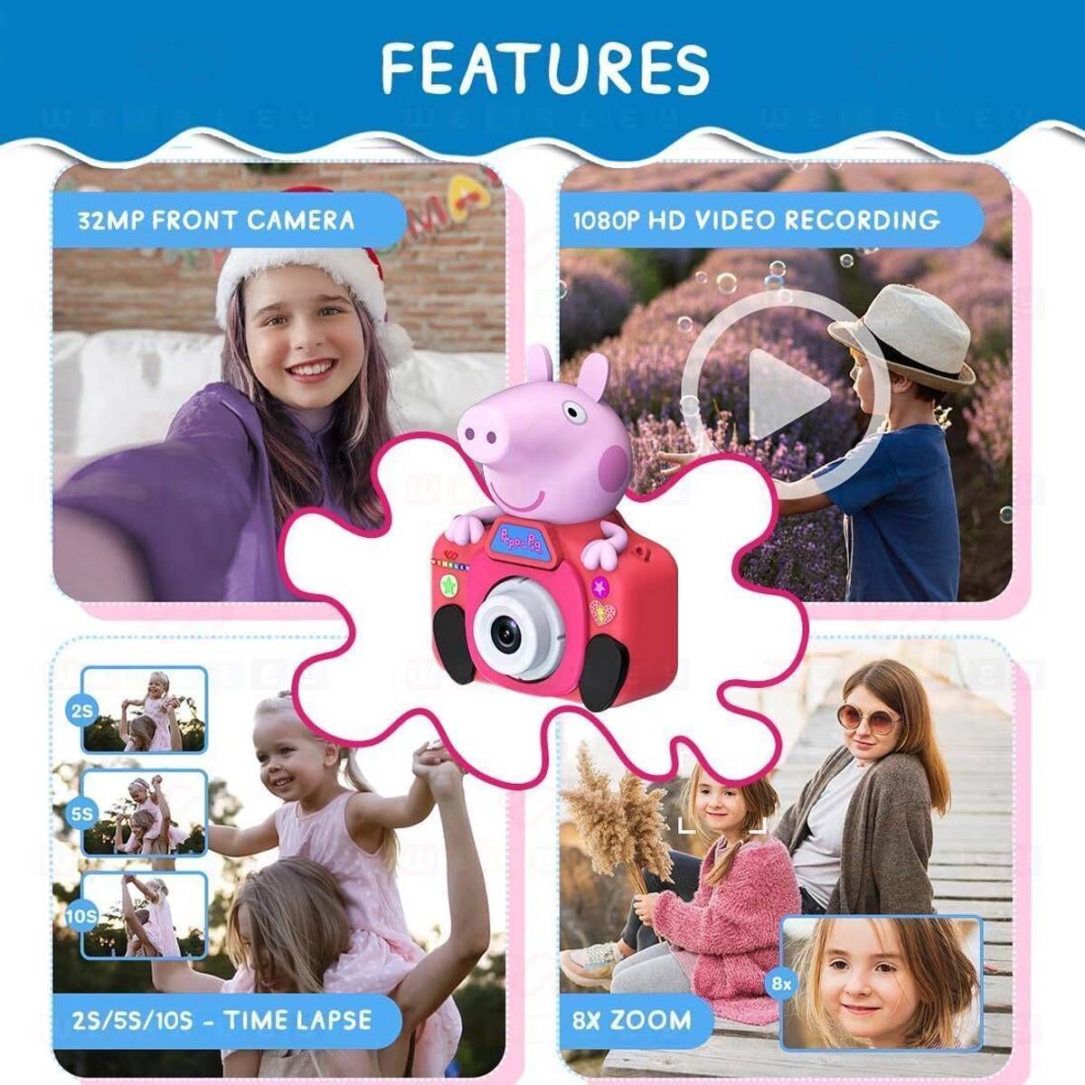 Wembley Peppa Pig Kids Digital Camera Mini Compact for Girls Boys 4 5 6 7 Selfie Camera — photo 5