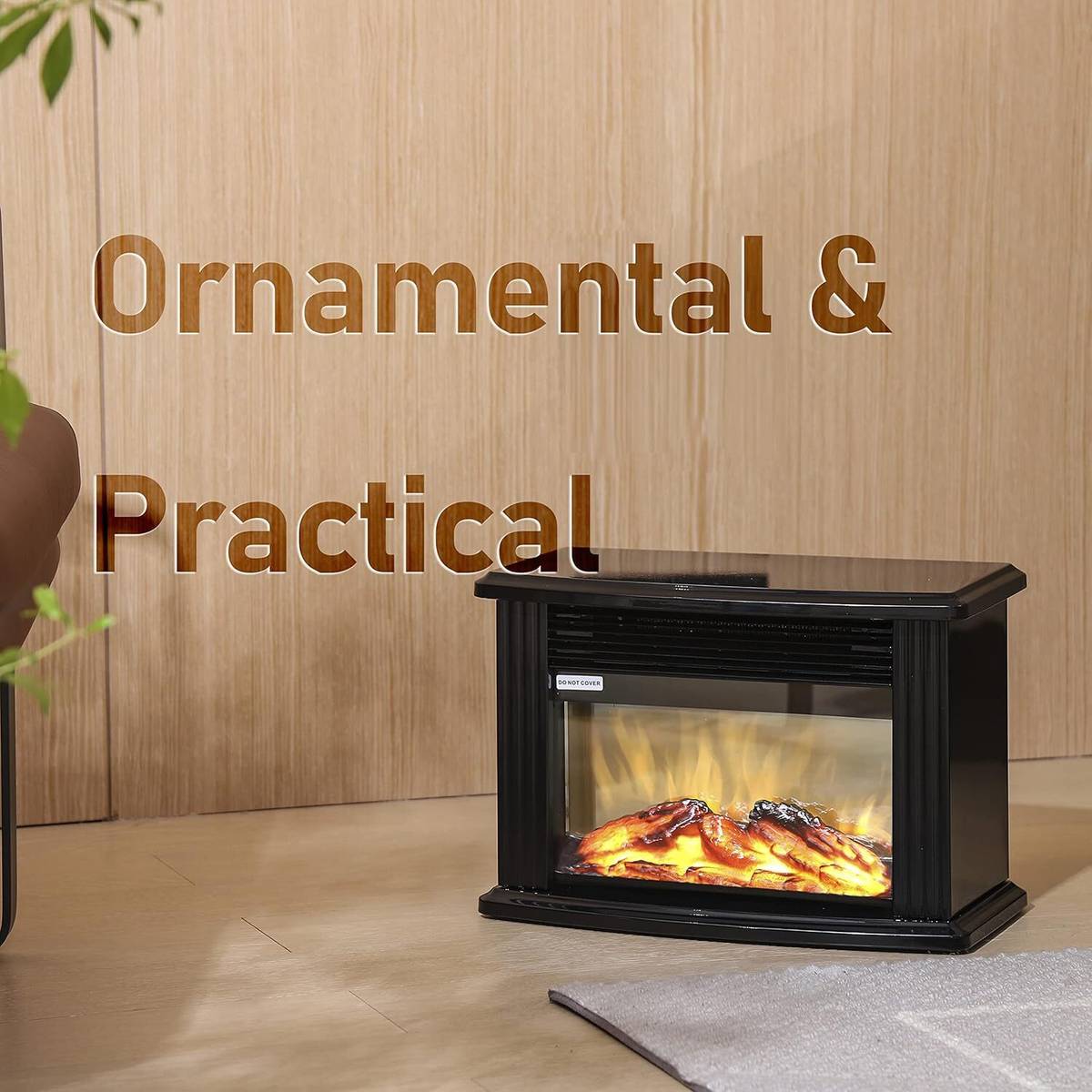 harimart Flame Effect Space Heater for Home – Modern Electric Mini Fireplace Heater Fan Room Heater — photo 4