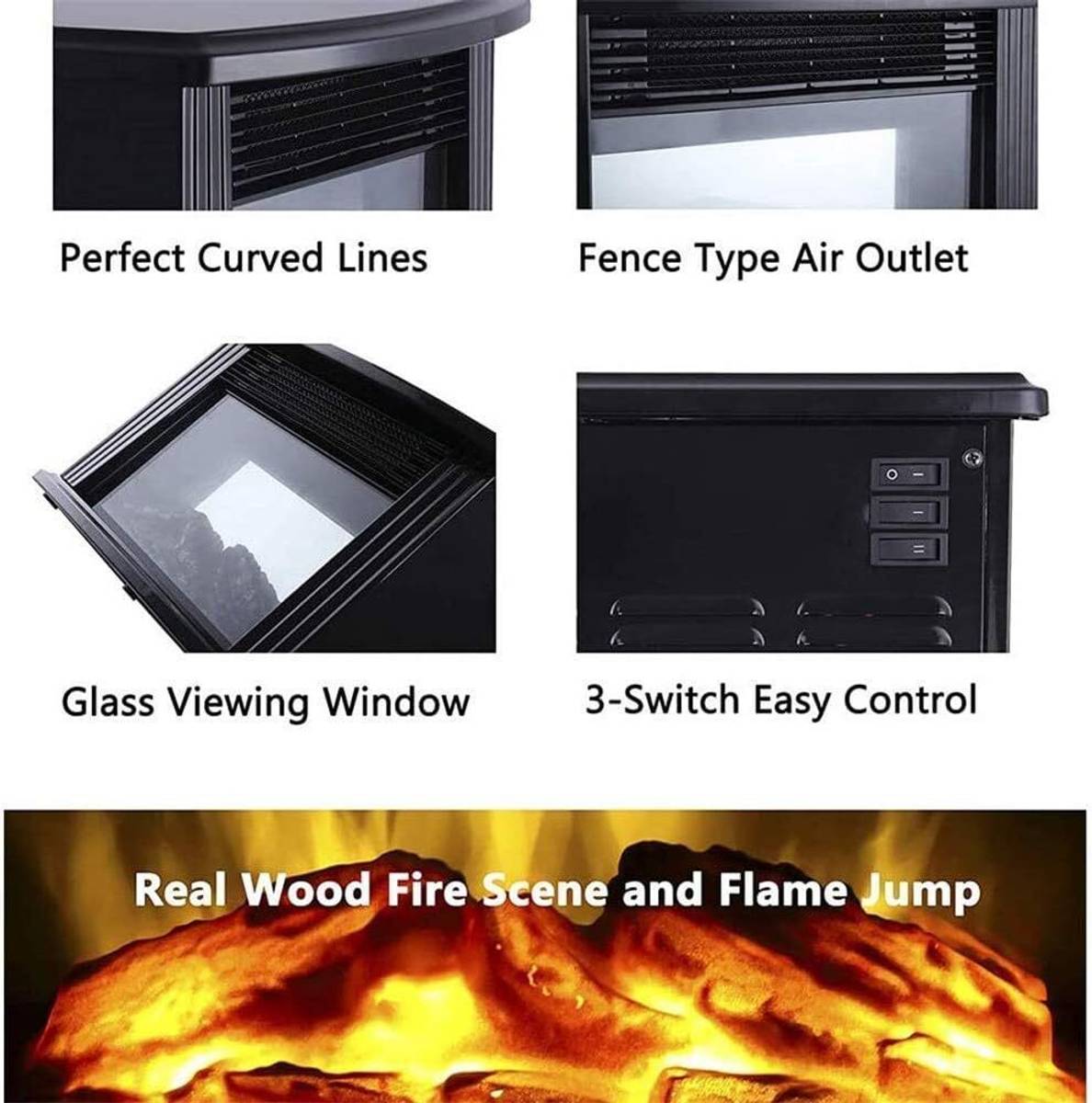 Portable Flame Effect Room Heater – Energy-Efficient Electric Heater for Home Fan Room Heater — photo 2