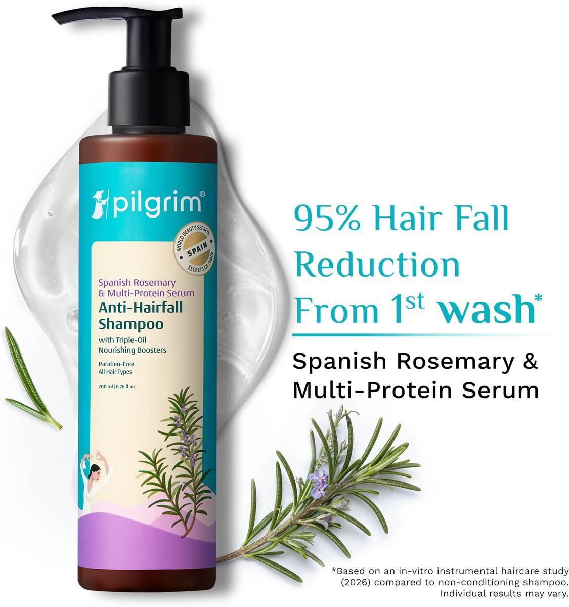 Pilgrim Spanish Rosemary Anti Hairfall Shampoo for Women & Men | Promotes Hair Growth