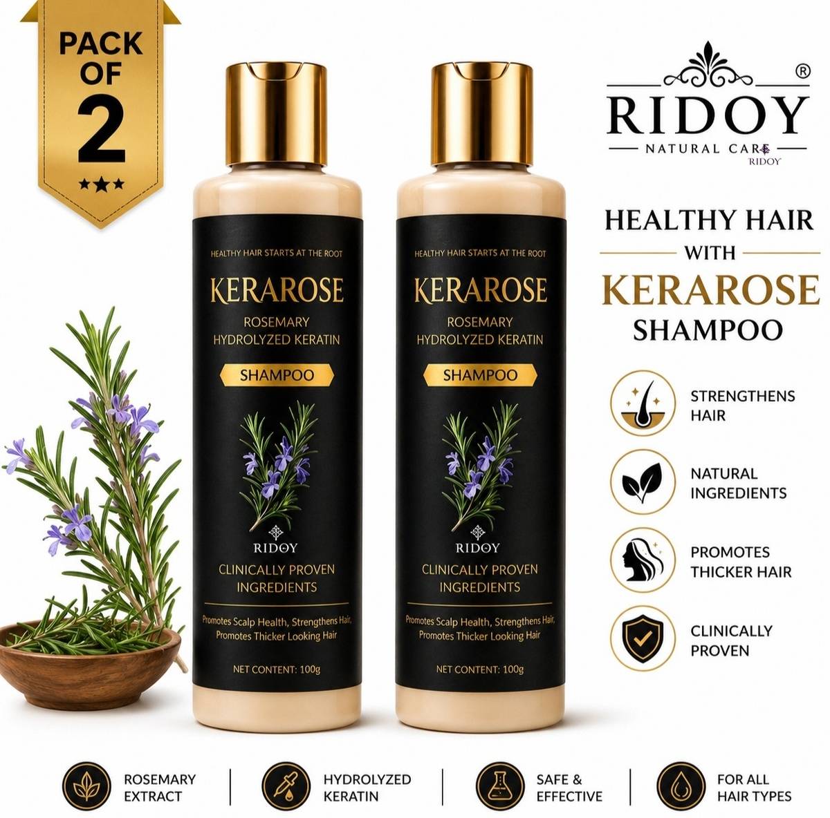 RIDOY rosemary hair growth shampoo | Advanced Scalp Care Rosemary Shampoo Collection