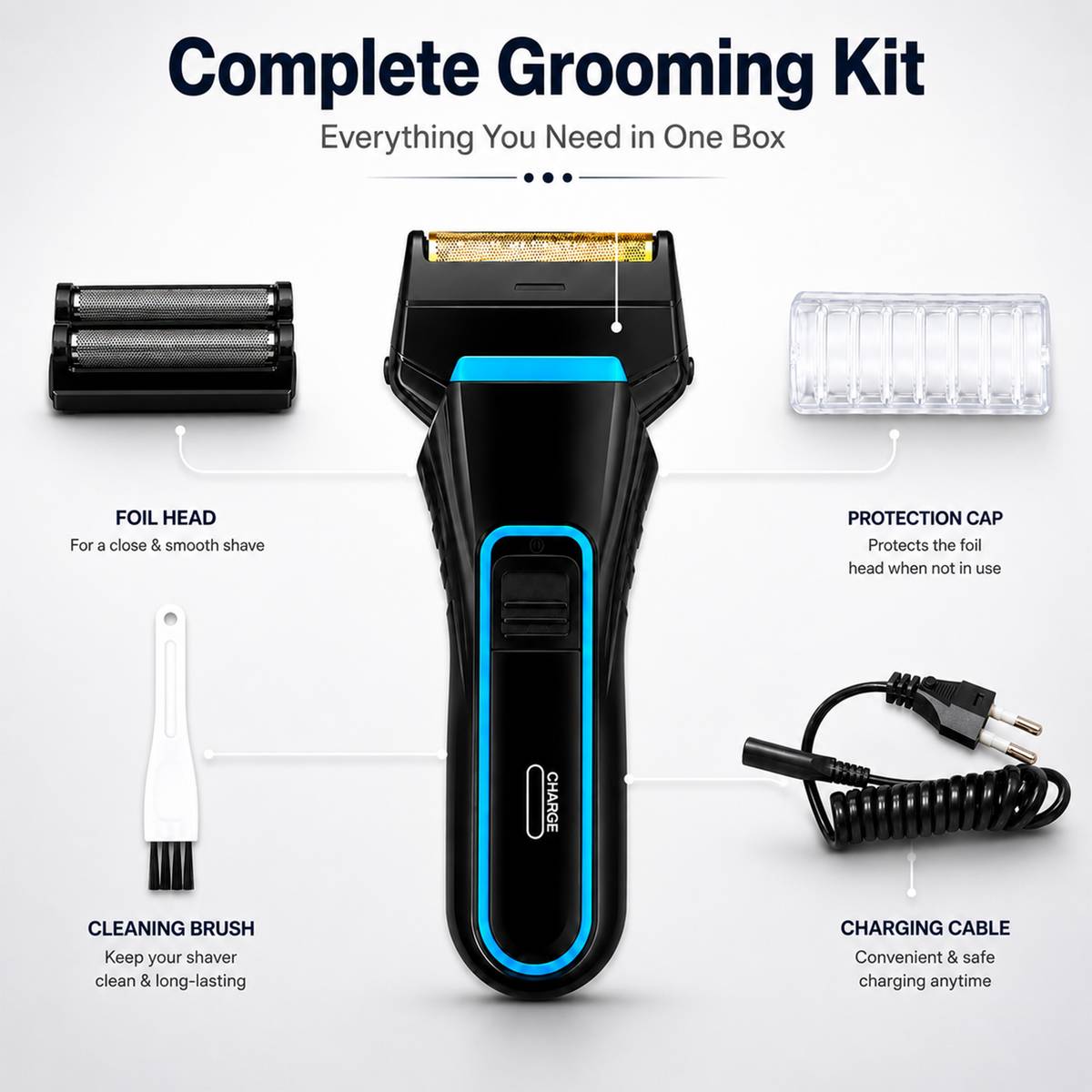Butterrfly one Men's Electric Foil Shaver Smooth Skin Rechargeable Razor  Shaver For Men — photo 2