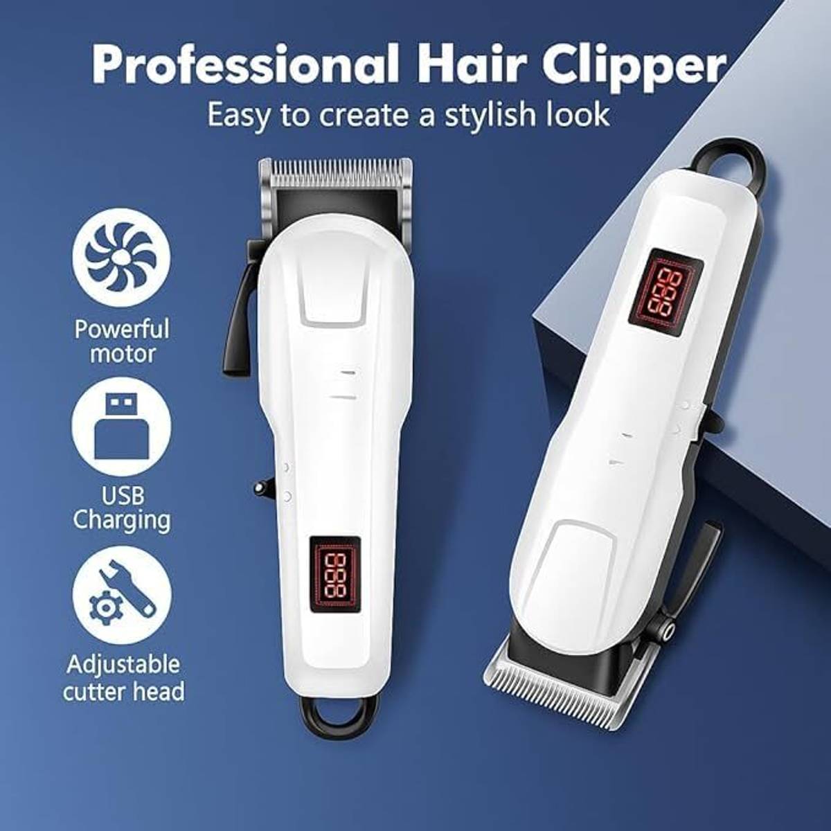 Professional Rechargeable & Cordless: 120 Minutes Runtime Digital Hair Clipper  Shaver For Men — photo 4