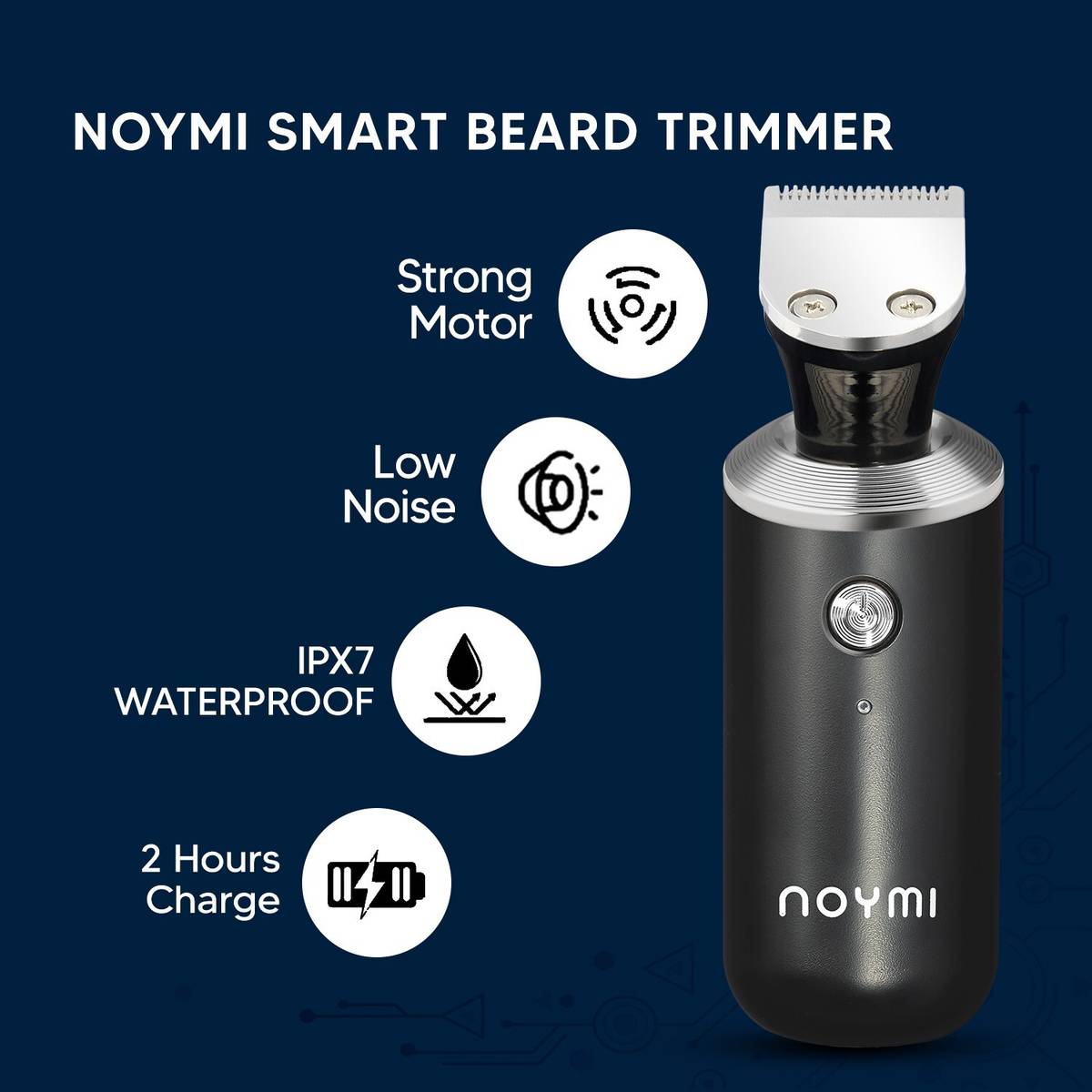 Rechargeable 100% Waterproof IPX7 Electric Shaver Wet & Dry Rotary Shavers for Men Electric Shaving Razors Trimmer, BLACK Shaver For Men — photo 2