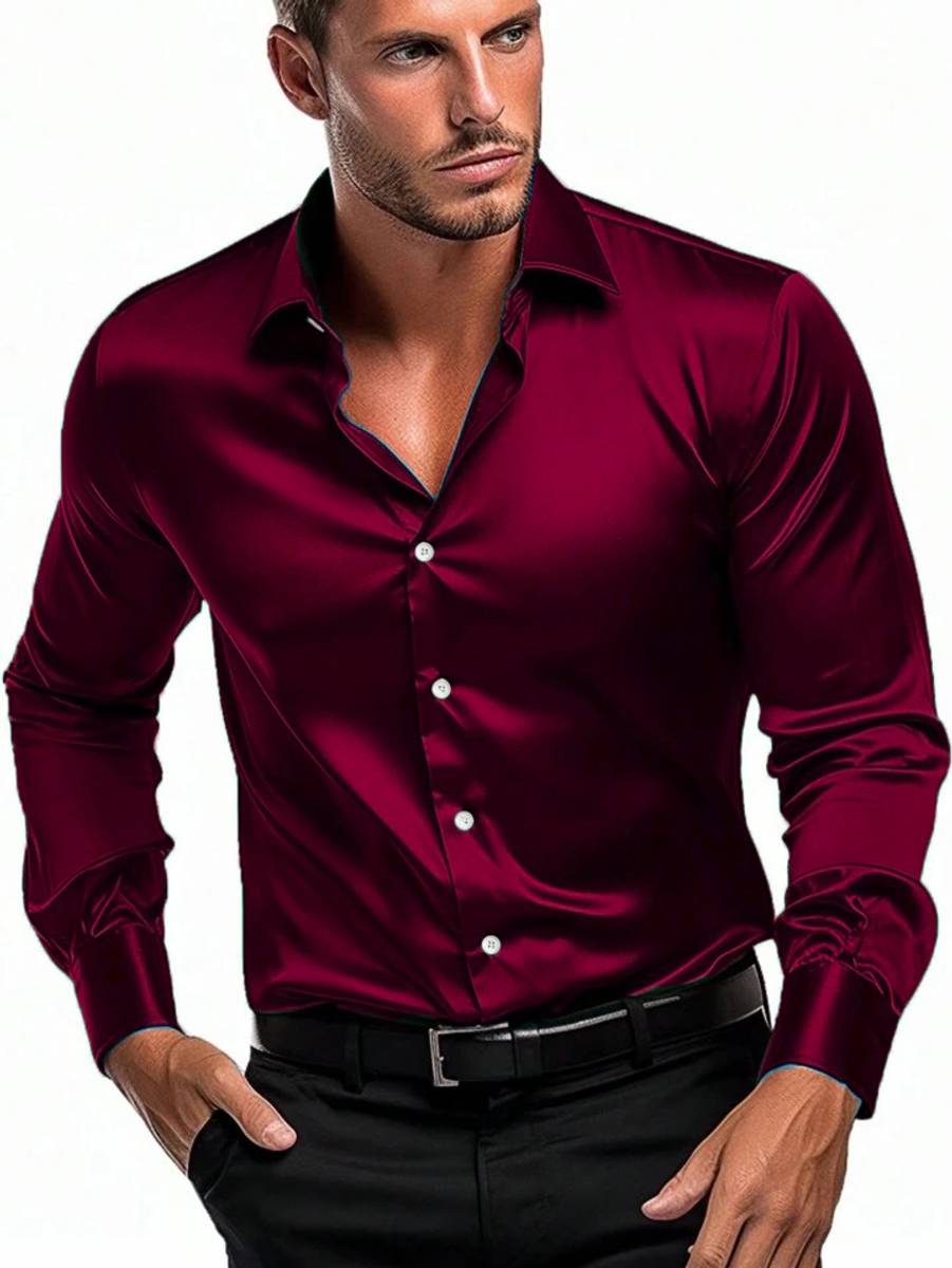 SOLSTICE Men Solid Formal Maroon Shirt