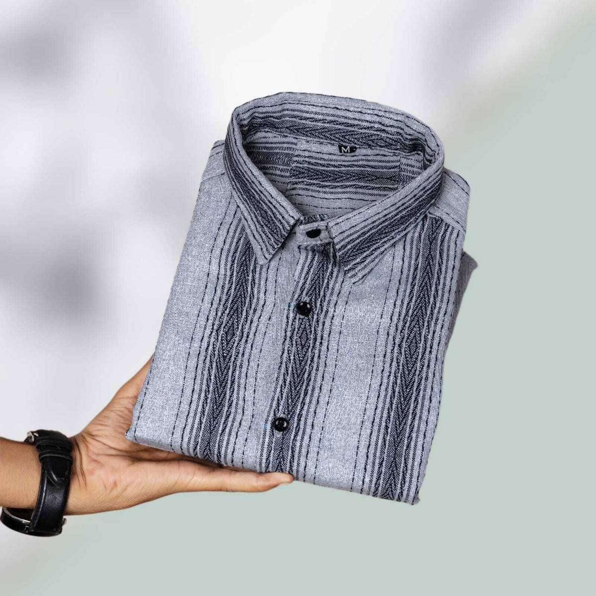 granthi Men Striped Formal Grey Shirt — photo 2
